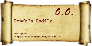 Orsós Omár névjegykártya